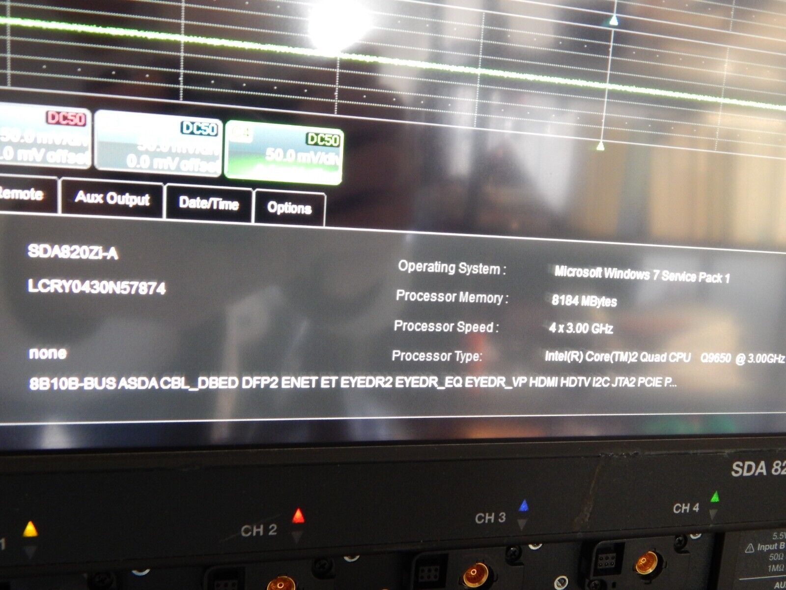 LeCroy SDA820Zi-A oscilloscope w/mfg cal & data 1/25/22 option loaded LeCroy SDA820Zi-A oscilloscope w/mfg cal & data 1/25/22 option loaded